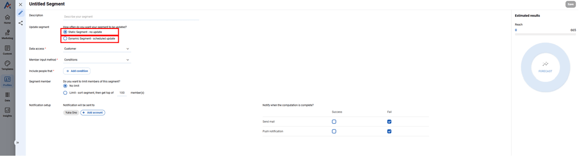 Select segment frequency