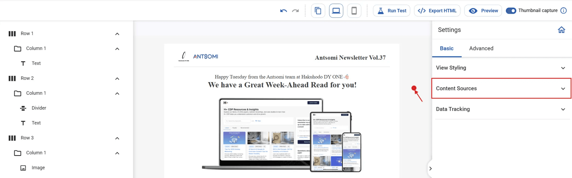 Settings Tab Content Sources