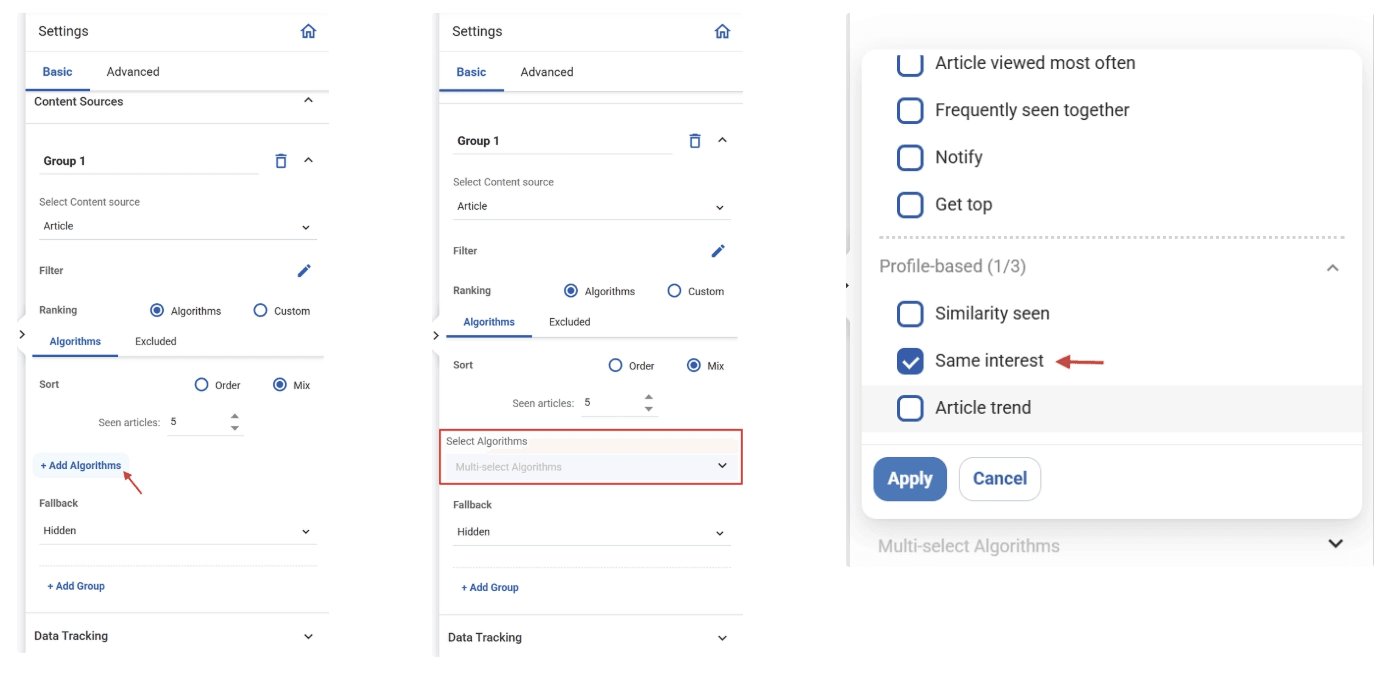 Add Algorithm Settings