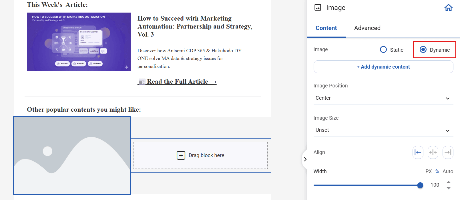 Enable Dynamic Image Setting