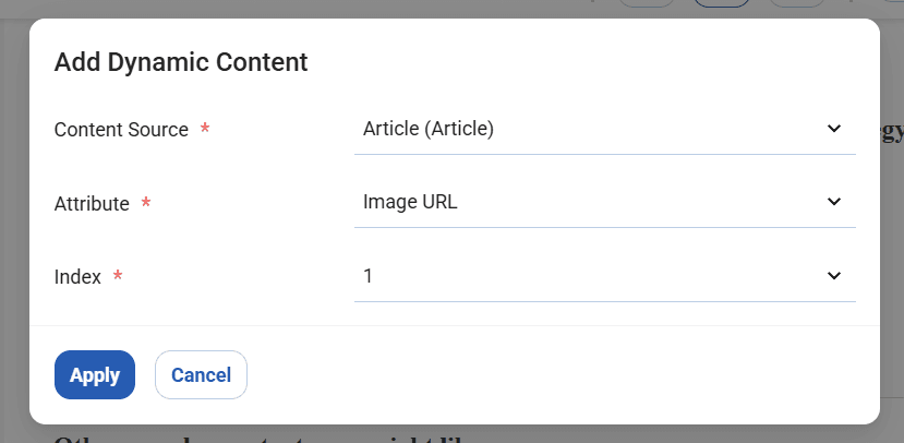 Dynamic Content Configuration Modal