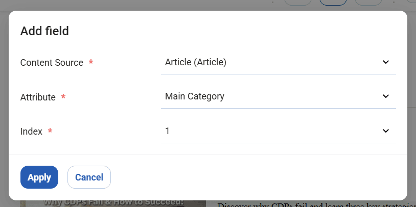 Add Field Dialog for Condition