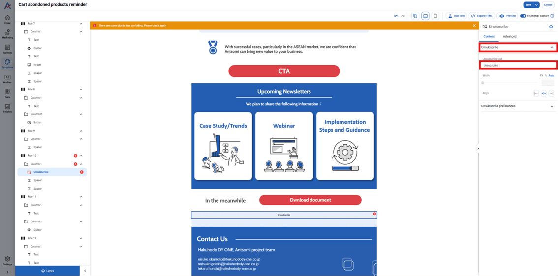 Edit Unsubscribe Text