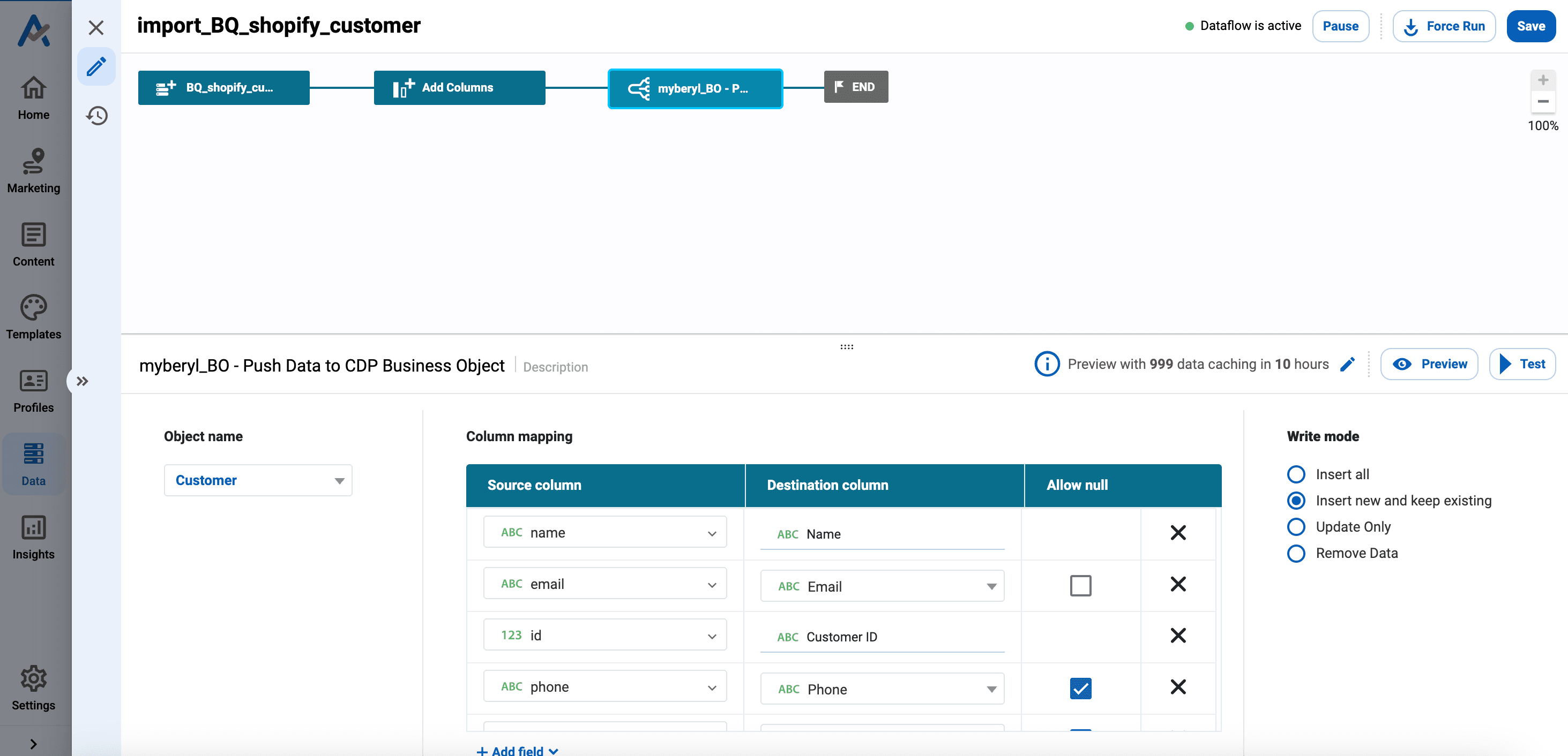 Configure Business Object destination