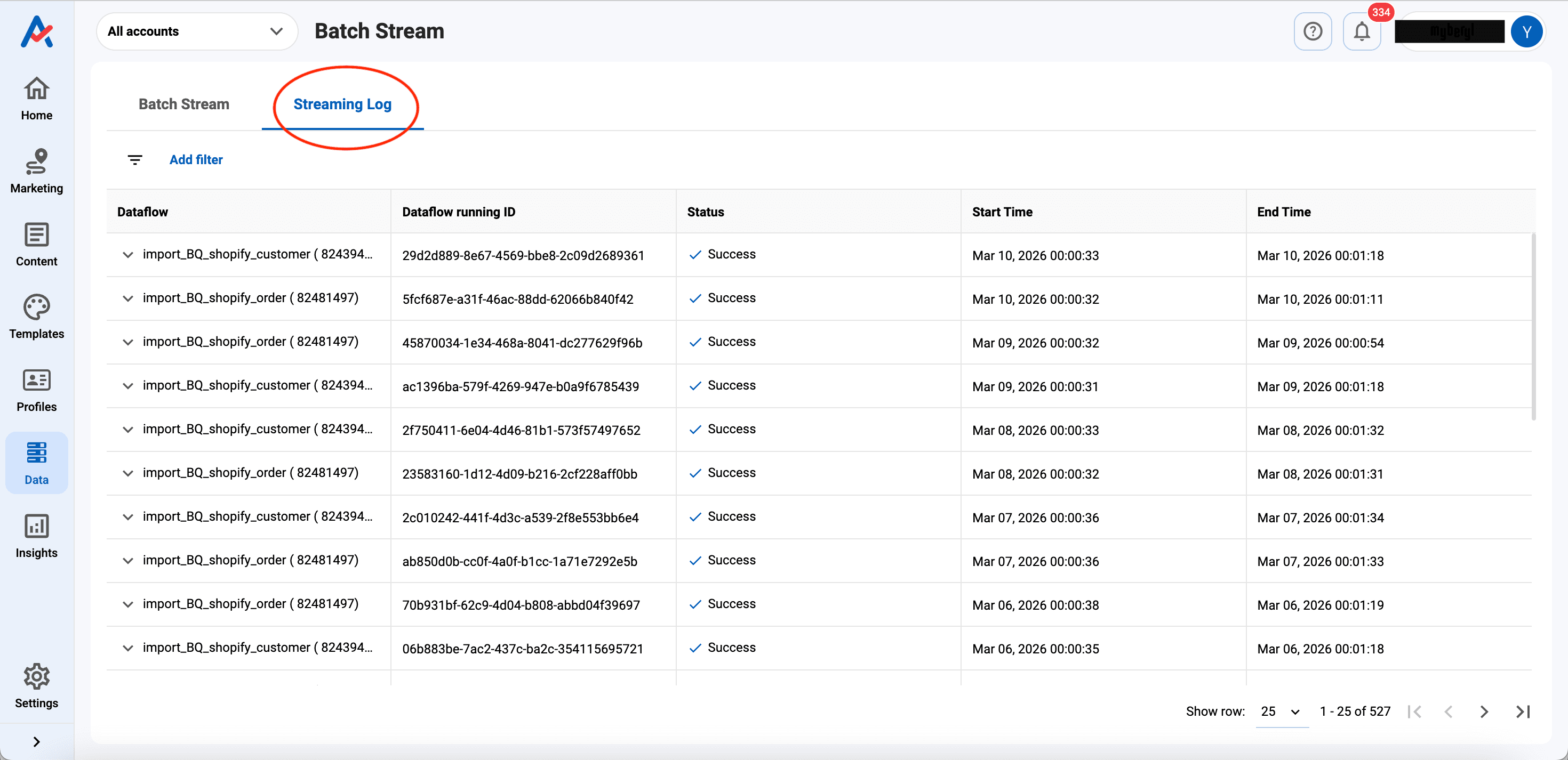 Access Streaming logs